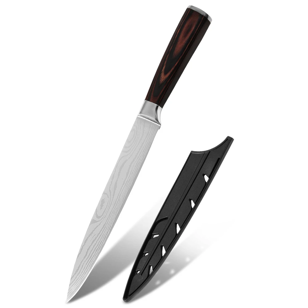 Factory 8 Inch 7cr17mov German Stainless Steel Kitchen Fresh Carving Meat Slicer Ham Watermelon Fish Salmon Slicing Knife