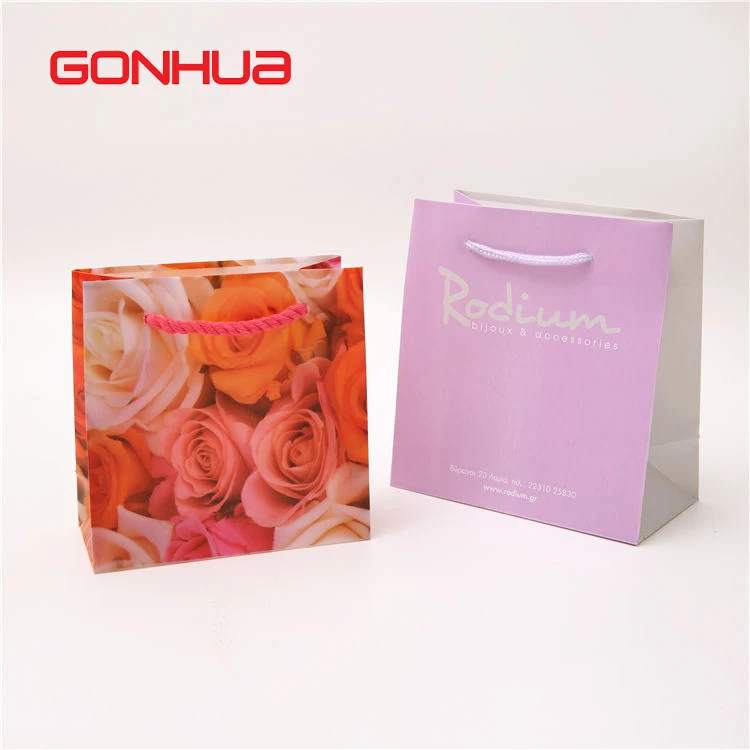 GONHUA wholesale custom logo bag printed shopping clothes PET PVC PP plastic paper takeaway bag with handle