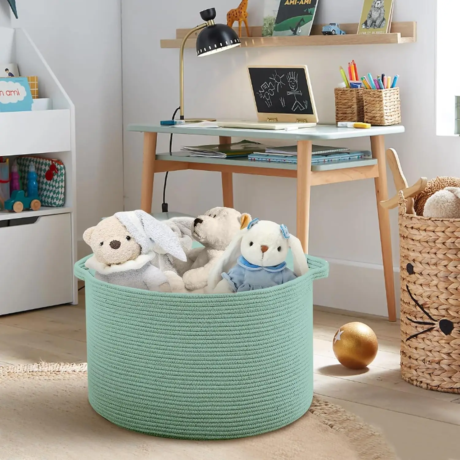2024 Wholesale Cotton Rope Storage Basket Fabric Cloth Bedroom Accessories Used as Laundry Basket