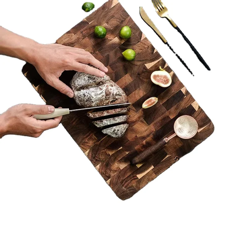 Diyue Stock Acacia Wood Cutting Board End Grain Cutting Boards Rectangle Wooden Cutting Board Butche Chopping Block for Kitchen