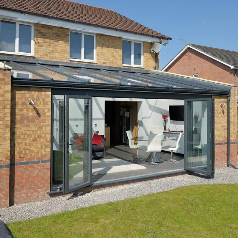 thermal insulated aluminum glass bifod door exterior villa house multi panel patio accordion folding doors