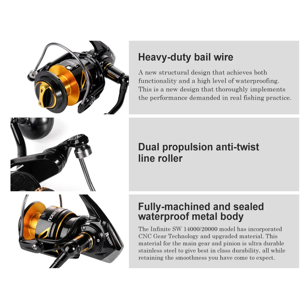 Wholesale OEM 14000/20000 30kg 4.1:1 Saltwater SW Spinning Big Game Fishing Reel
