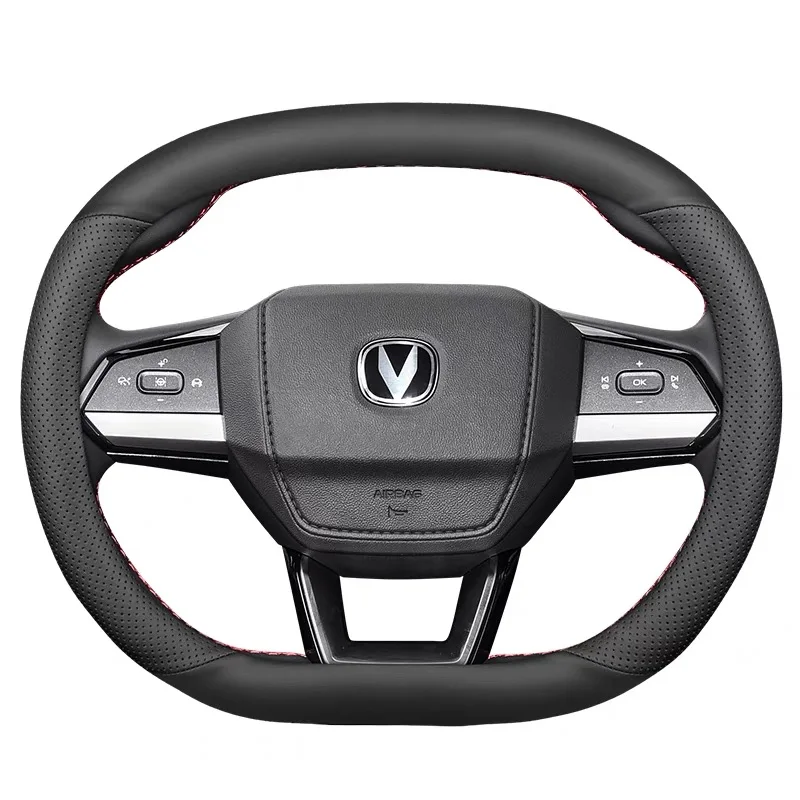 Double D shape 35cm 36cm leather car steering wheel cover for Peugeot 4008 5008 for Changan UNIV for Racing Car