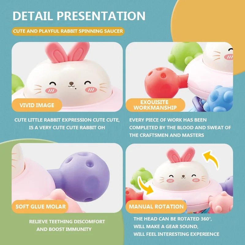 Silicone Baby teethers Toys Kids rattle teether ball Spinning Flying Saucer Baby Grasping Training Ball Gift For Children Toy