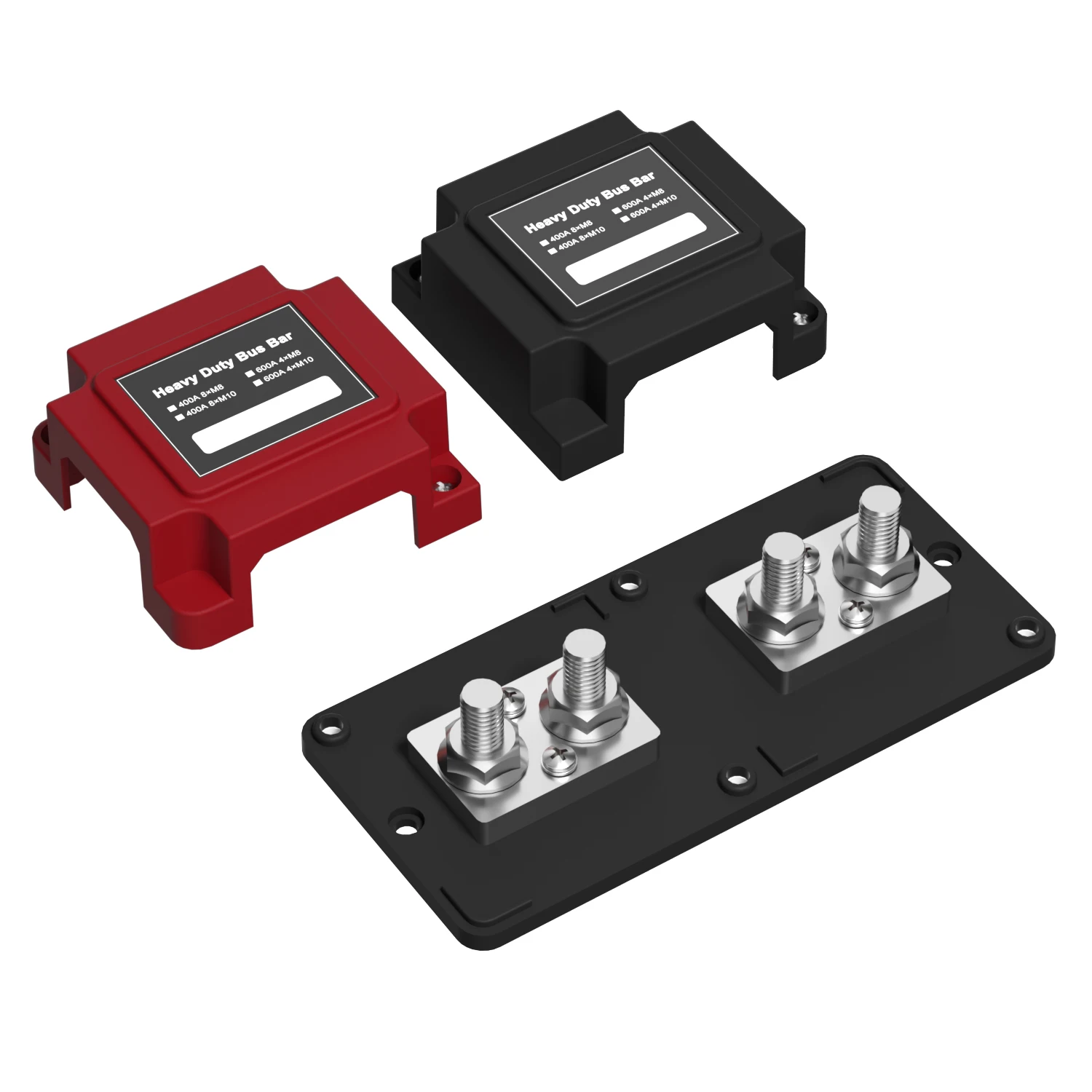 Amomd 600A M8 M10 Marine 4-P Red/Black Electrical Heavy Duty Copper Bus Bar Box with Cover