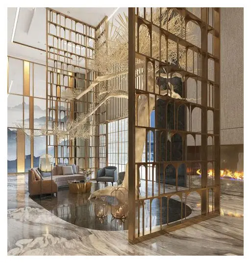 Middle Eastern Style 304 Stainless Steel Surrounding Decorative Material 316 Matt Sliding Door Wall Partition Interior Divider