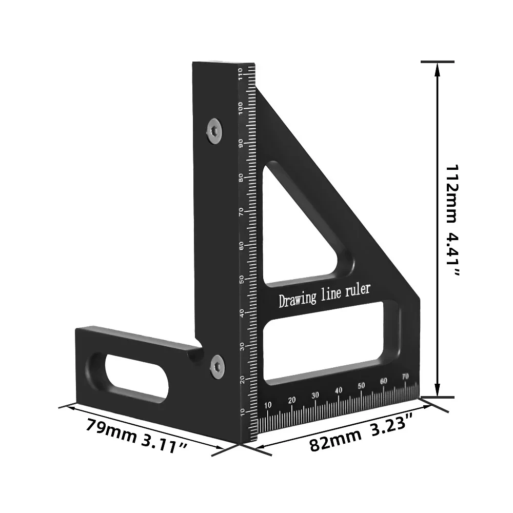 Carpenter Square -Woodworking Square Protractor Aluminum Miter Triangle Ruler 3D Multi Angle 45/90 Degree Layout Measuring Ruler