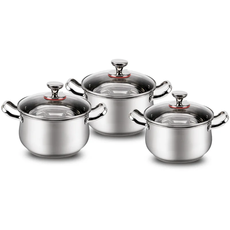 Thickened Stainless Steel Soup Pot Double Ear Drum Large Capacity Korean Stew Pot Universal Gas Cooker Set Including Lid