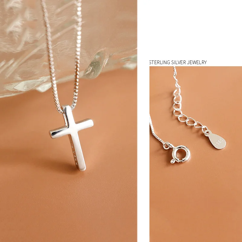 WMD1146 Jesus Religious Christian Chain Custom Necklace 925 Sterling Silver Women Cross Necklace