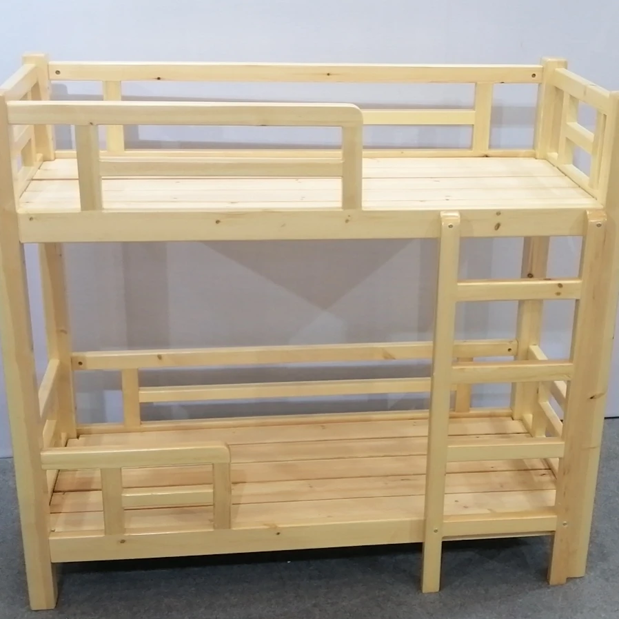 Customized Wood Commercial Single Wooden Bunk Bed With Stair Wooden