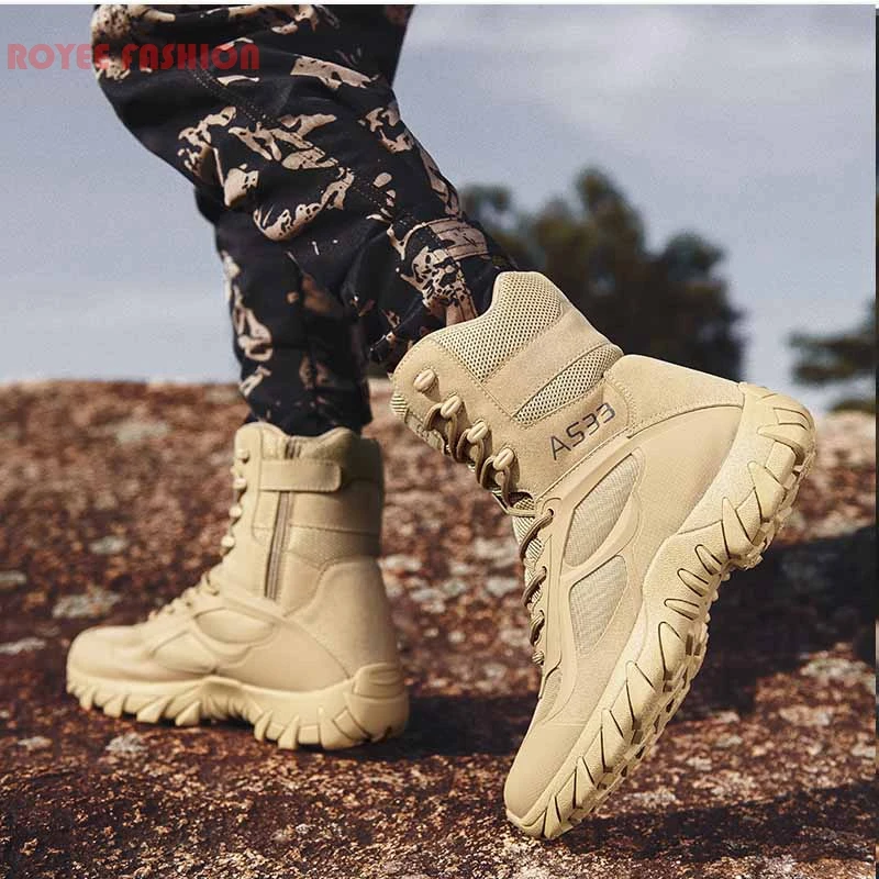 Factory Wholesale Winter Warm Men Desert Boots High Shoes Hiking Outdoor Combat Climbing Tactical