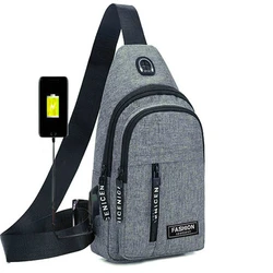 New style Splash proof water men multifunctional chest bag Portable travel shoulder bag with USB interface