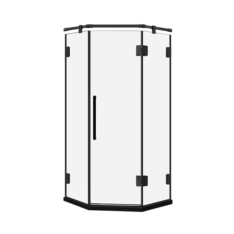 Modern Black Aluminium Framed Corner Cabin Shower Cubicle Sliding Door Shower Room
