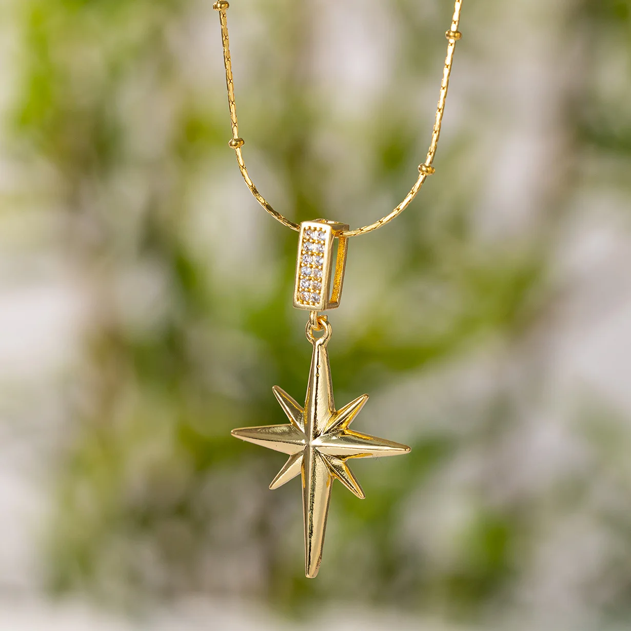 Temperament Stain Steel Pendant Chain 18K Gold North Star Necklace Star Signet Necklace Gold Polaris Star Pendants Necklaces