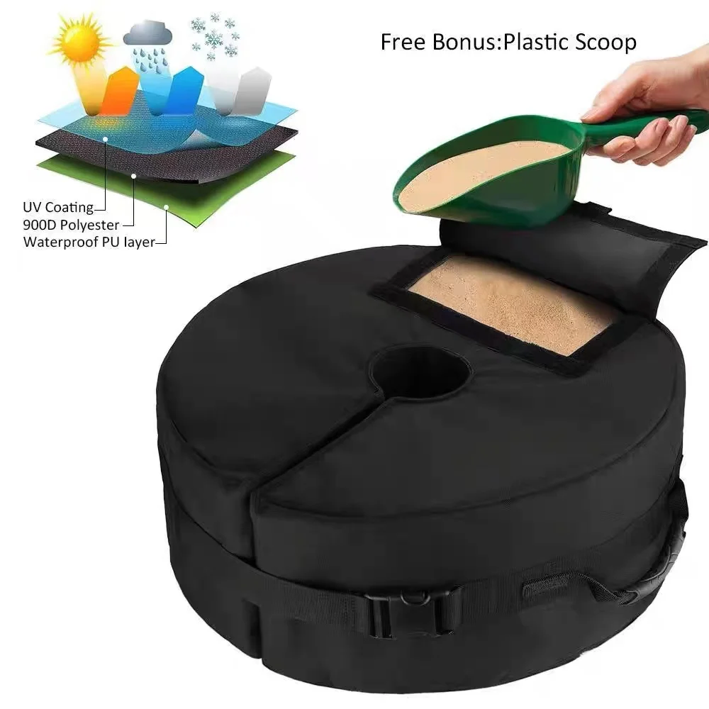 Central Pole Patio Parasol Outdoor Market Umbrella Durable 600d Oxford Sandbag Base