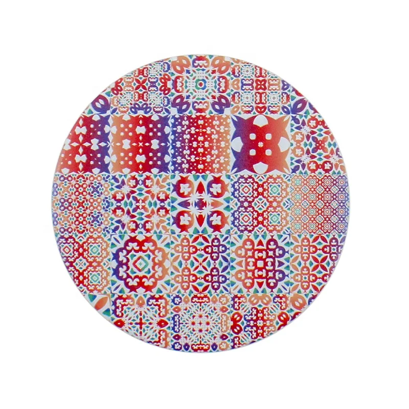 Fast production 10.8cm round absorbent ceramic coaster with cork base for Morocco market