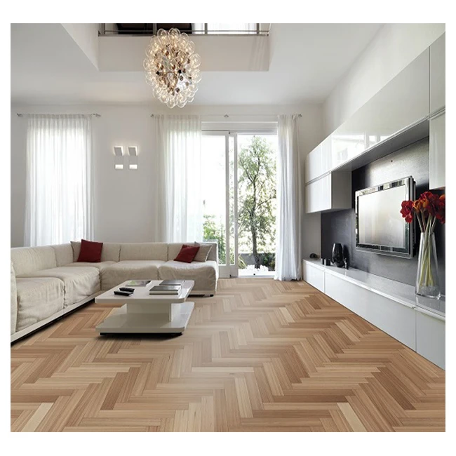 Hardwood engineered light brown chevron herringbone wood floor