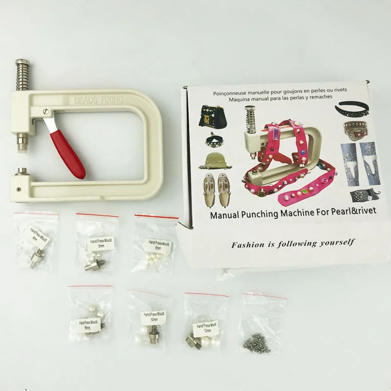 BWEAR Factory Wholesale Manual Pin Rivets Pearls Beads Hand Press Punching Fastener tool Machine For DIY Garment Wedding Dress