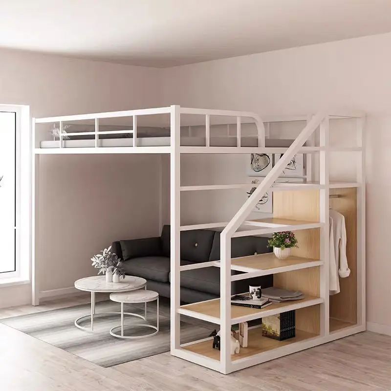 Single Loft Bed with Integrated Desk for Dormitory Use Bunk Bed Ideal School Furniture for Student Accommodation