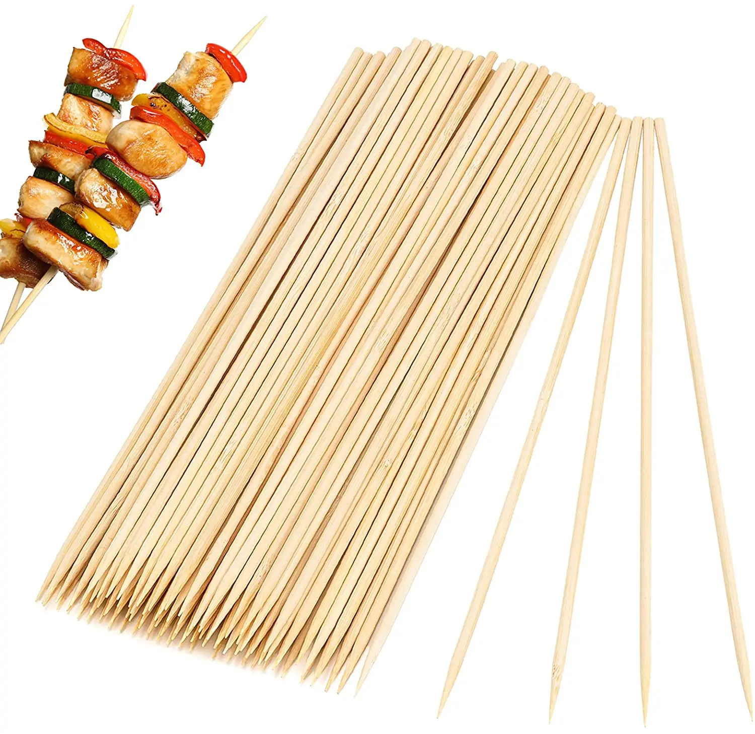 Disposable 2.5mm Thin Round Sharp Bamboo Meat Skewer for Shashlik