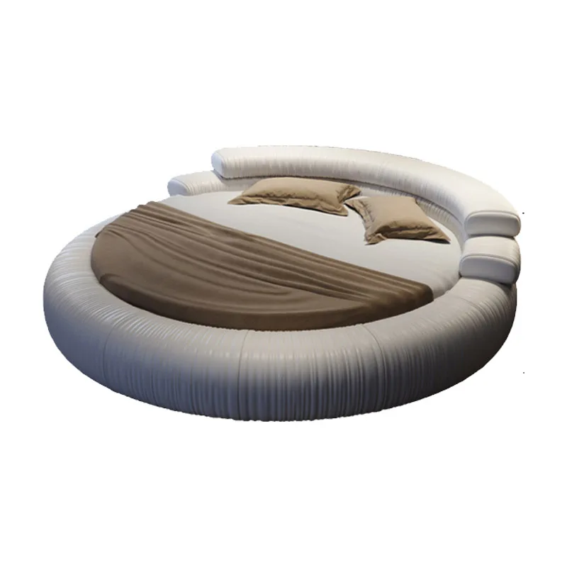 Italian Loft King Size Round Bed Frame Big Queen Trundle Home Bed Room Upholstered Luxury Bedroom Furniture Set With Storage