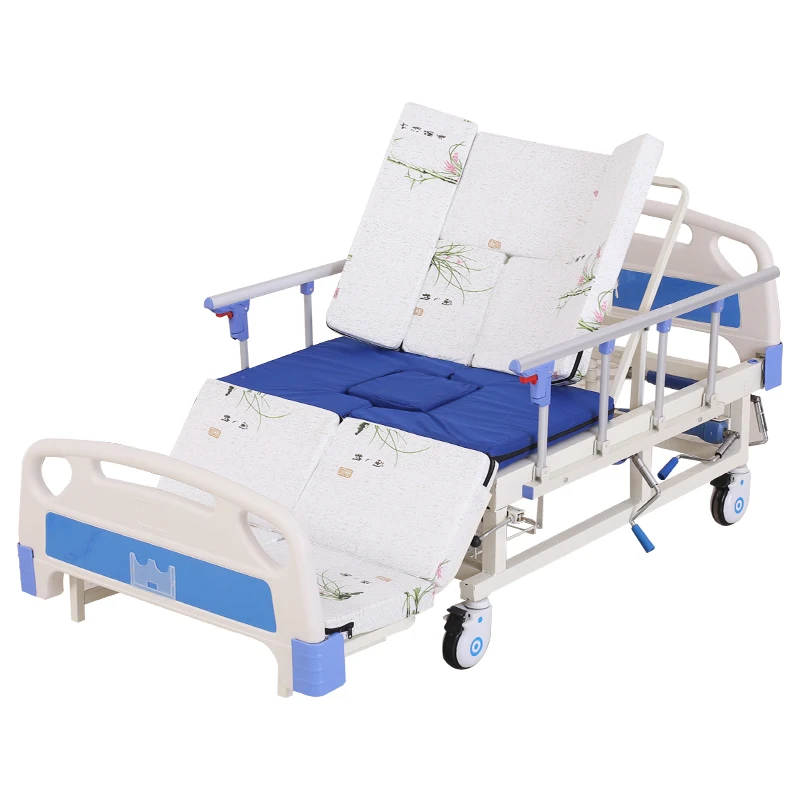 Manufacture Price ABS Luxury Manual Hospital Nursing Bed 5 Functions Full Bend Home Care Bed