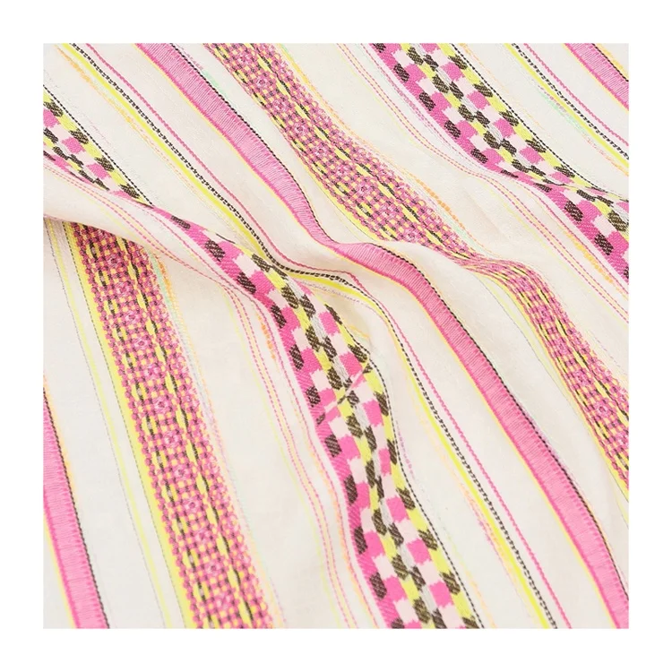 
Factory Supply Multi Color Yarn Dyed Stripes Jacquard Mixed Fabric Woven For T-Shirt Garments 