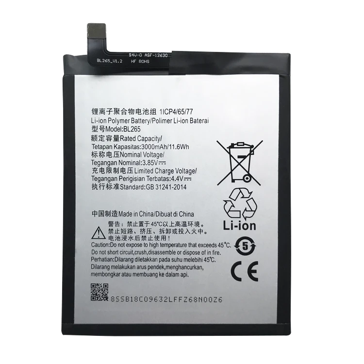 Cell mobile phone battery for lenovo Moto M XT1662 batteries BL265 Li-ion battery