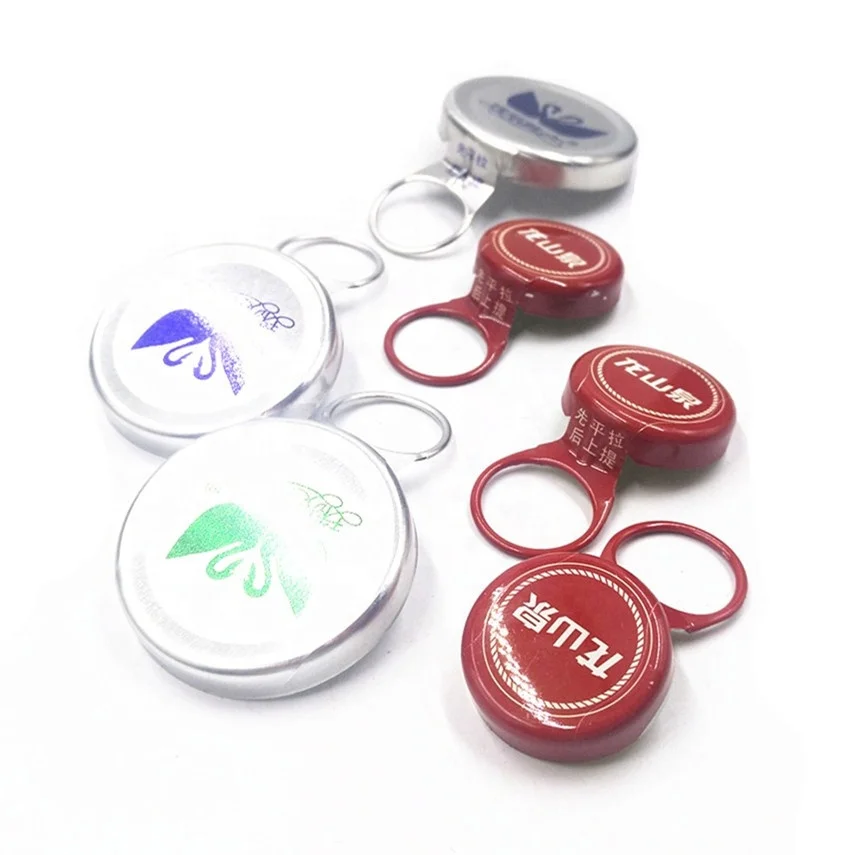 wholesale silver 26mm easy open aluminum plastic pull ring cap lid for water juice beer bottle