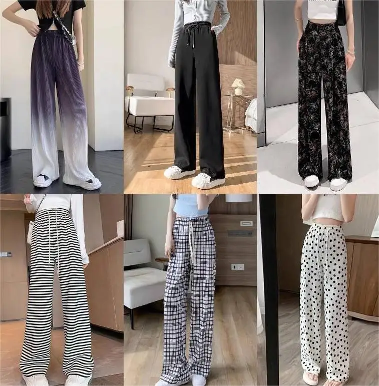 Summer high stretch slim fit pants draped flared pants high waisted yoga pants casual knitted sweatpants black khaki brown