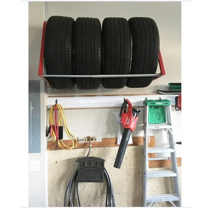 expandable wall tire rack and adjustable wall shelf systems