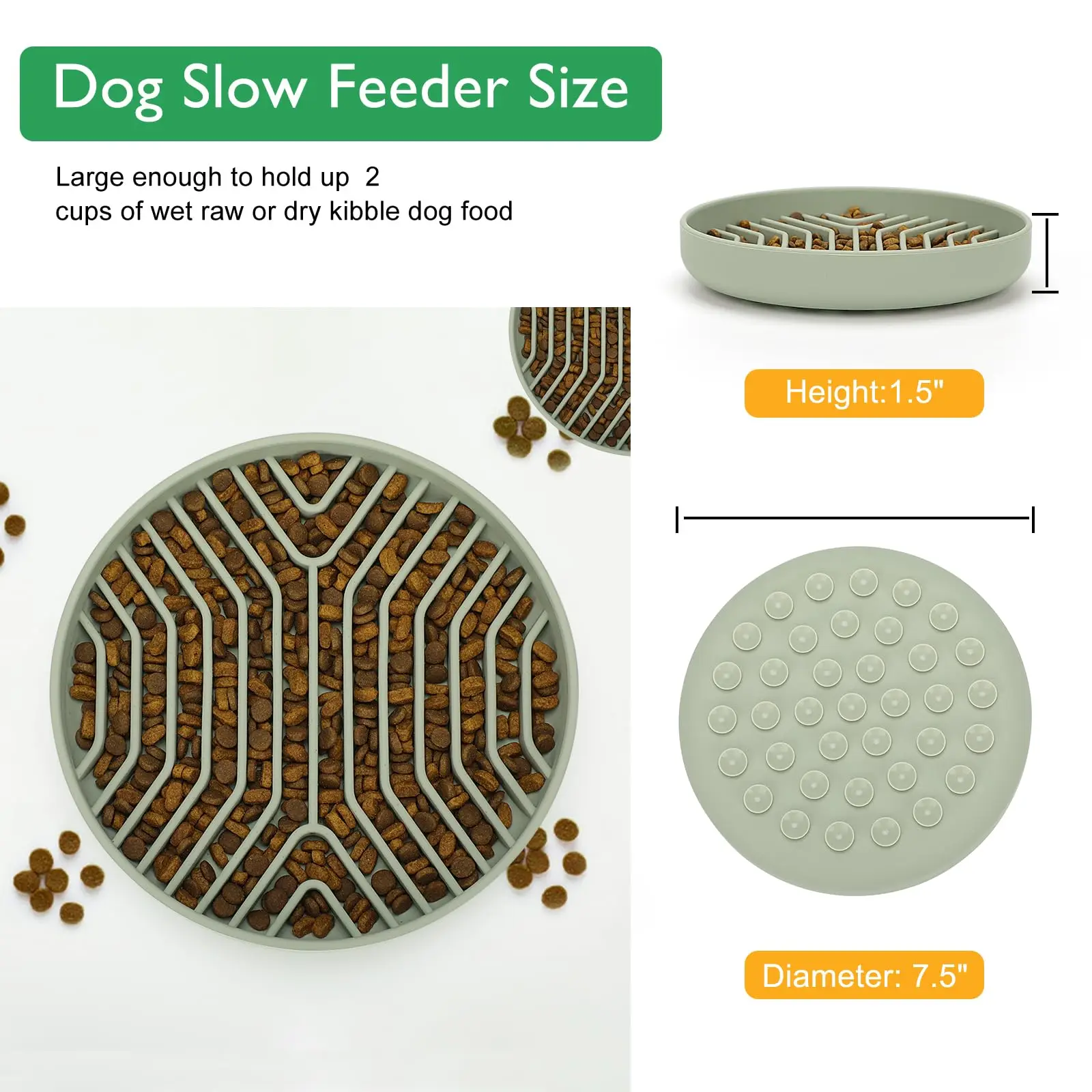 ZMaker Slow Feeder Dog Bowl with Suction Cups Rounded Puzzle Silicone Dog Feeding Bowls Non-Slip Design Dog Slow Feeder Bowl