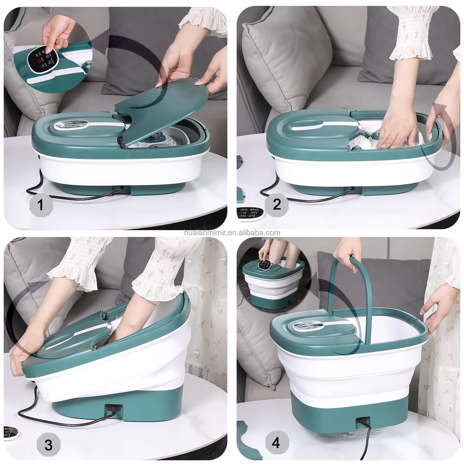 2024 New Design Collapsible Fold Electric Foot Spa Bath with Automatic Massage Rollers