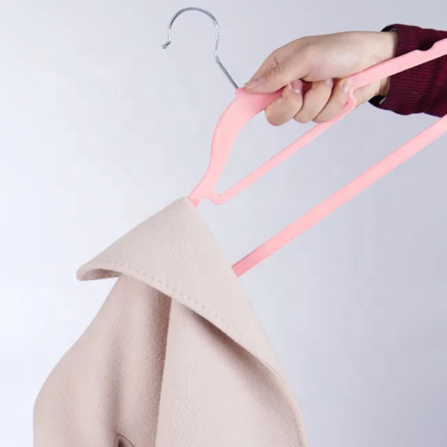 Factory Wholesale Flocked Household Items Non-slip with Metal Hook for Home Storage & Organization Velvet Hangers Clothes Hanger