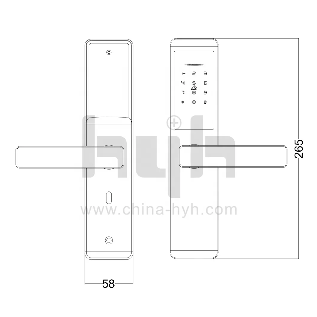 hyh Factory 2022 New Design High Quality Password Card Safety TTLock APP Bluetooth Smart Door Handle Lock For Hotel