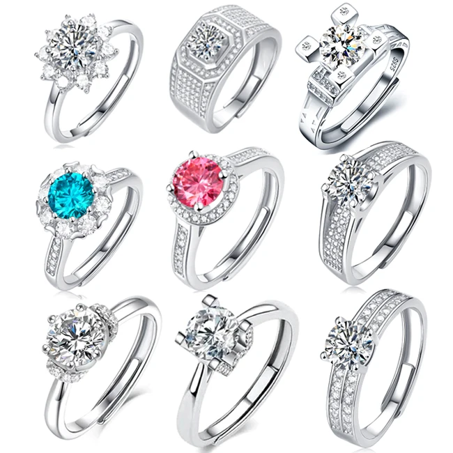 RINNTIN SMR Custom Moissanite Diamond Eternity Rings Jewelry 925 Sterling Silver Moissanite Ring Wedding Engagement men women