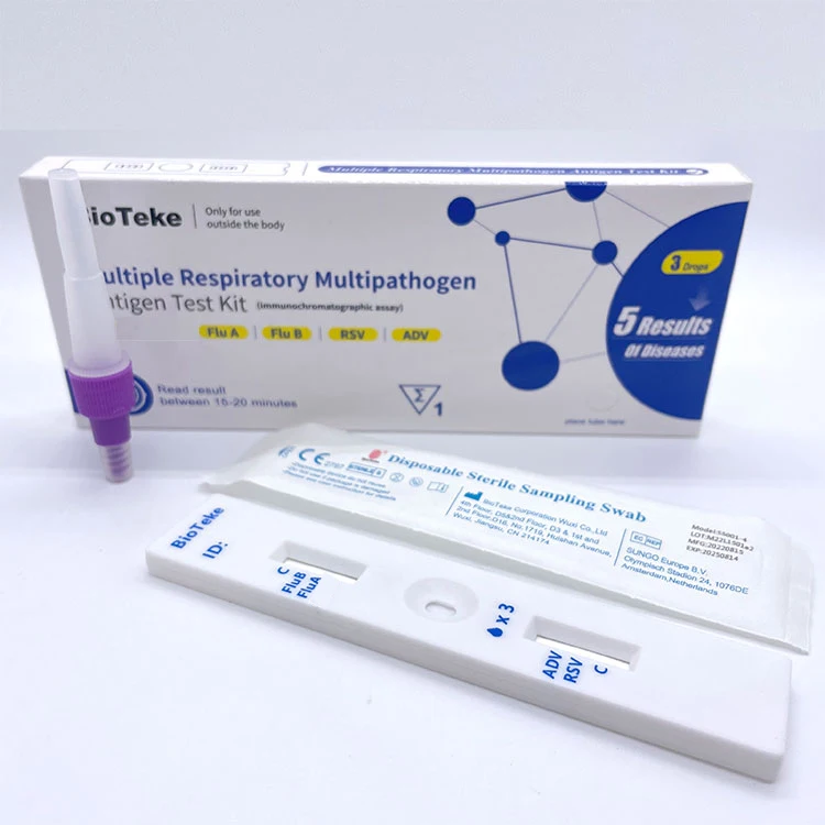 Free Sample CE ISO13485 Respiratory Multipathogen Rsv Flu A/B 4 in 1 Combo Rapid Test Antigen Self Test Kit