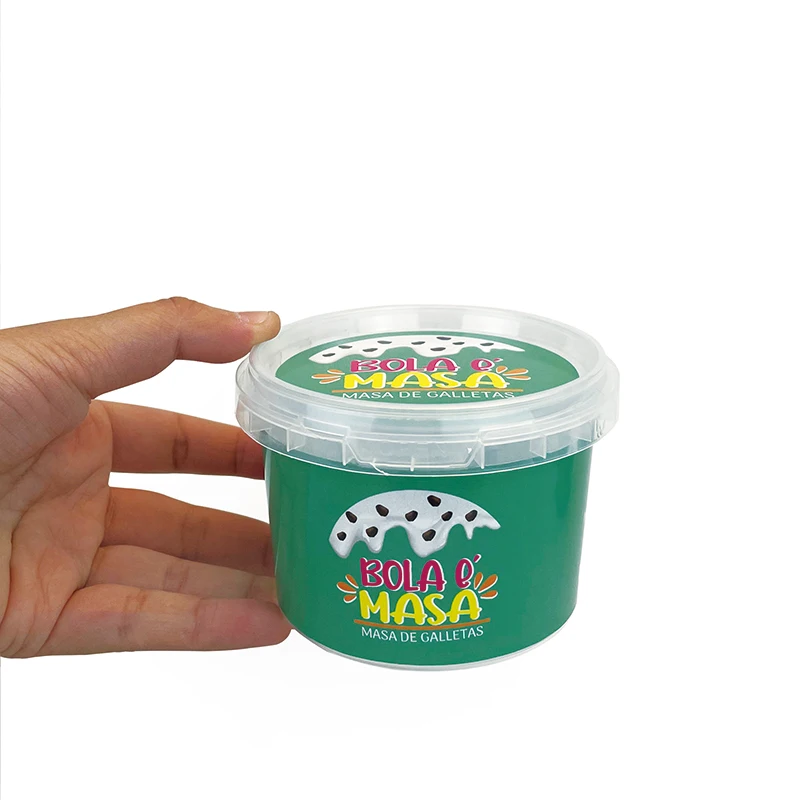 2022 clear  transparent high quality pp custom logo food frozen safe plastic round 250g ice cream packaging plastic with handle