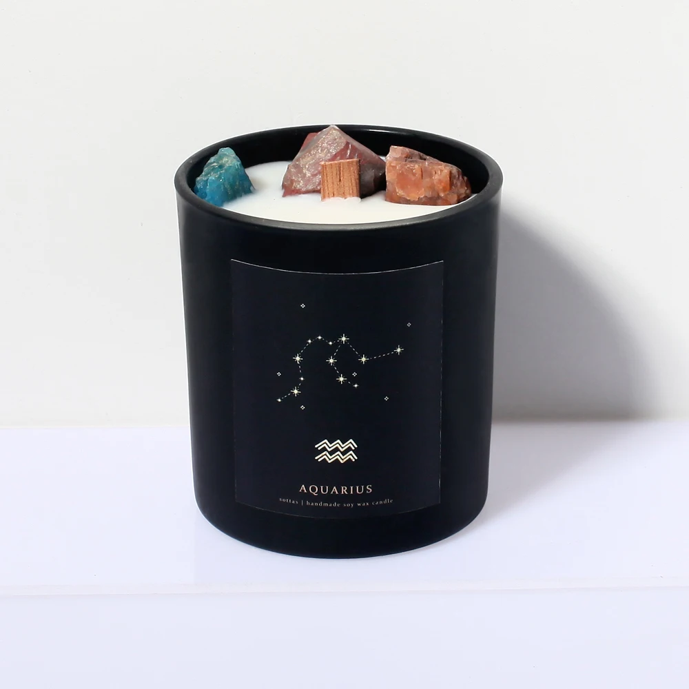 Zodiac candle Scented Soy Candle Luxury Custom 12 Constellations Gift Sets Handmade Customized Logo crystal candle