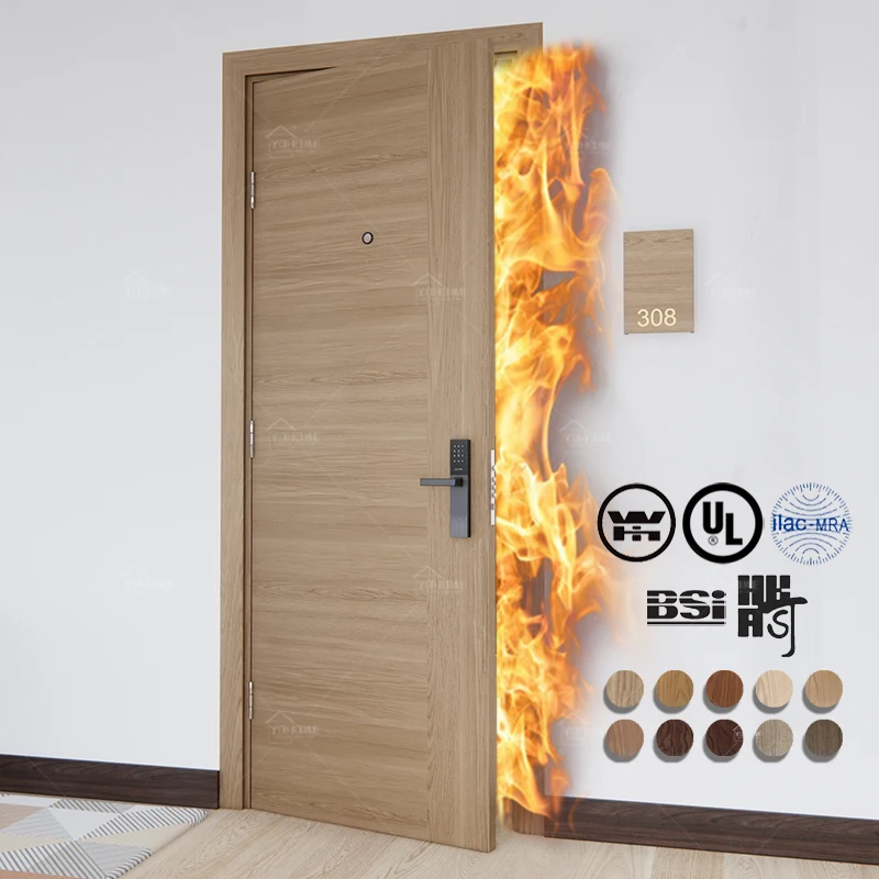 CAN / ULC S104 fire timber door European standard EN 1634-1 fire rated door British standard BS 476 fireproof hotel wood door