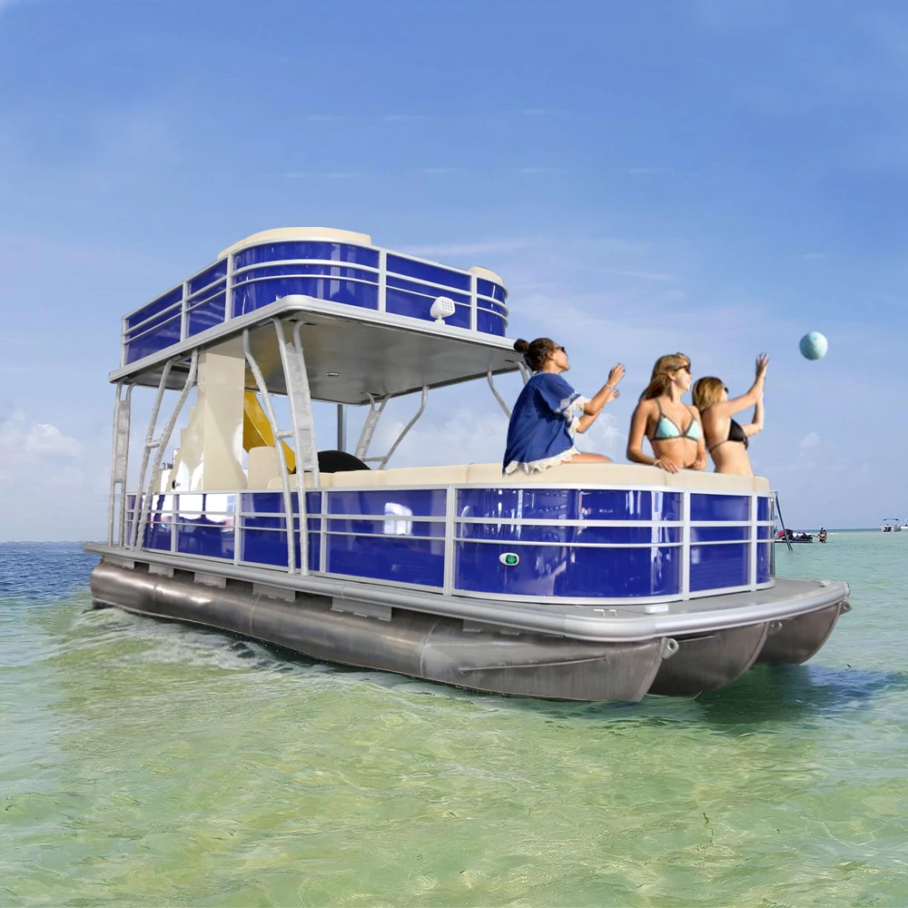 Лучшая новинка рекреационная электрическая понтонная рыбацкая лодка алюминиевая плавающая конструкция с лодочным Мотором для серфинга по