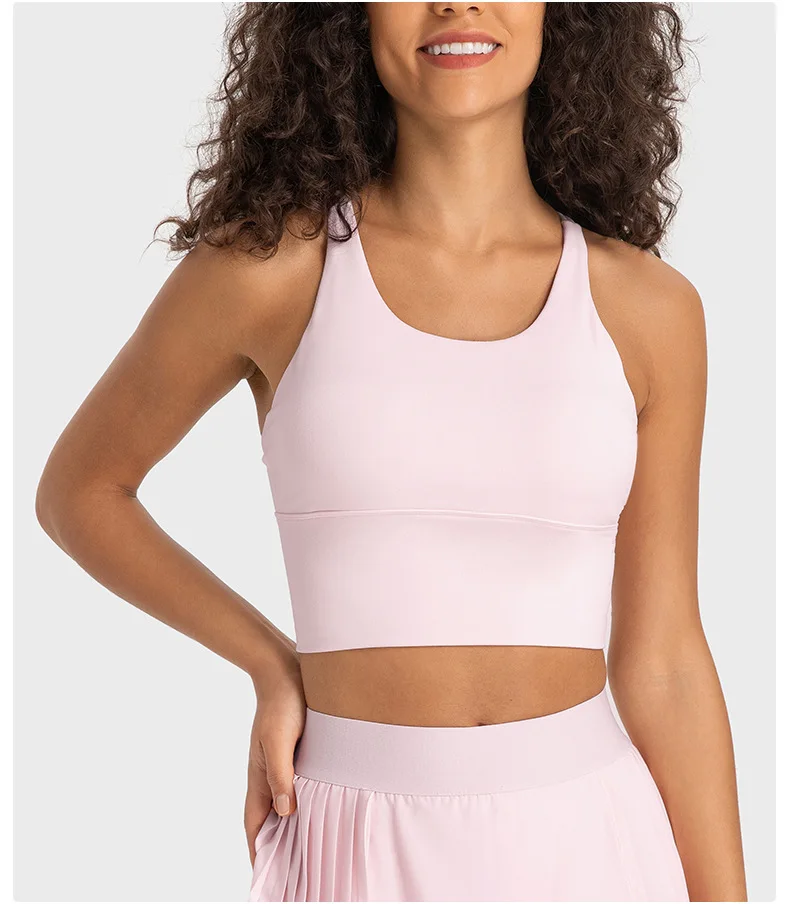 Gym Active Wear Manufacturers Custom Logo High Support Racerback Yoga Tank Tops Fitness Long line  Athletic  Womens Sport Bra