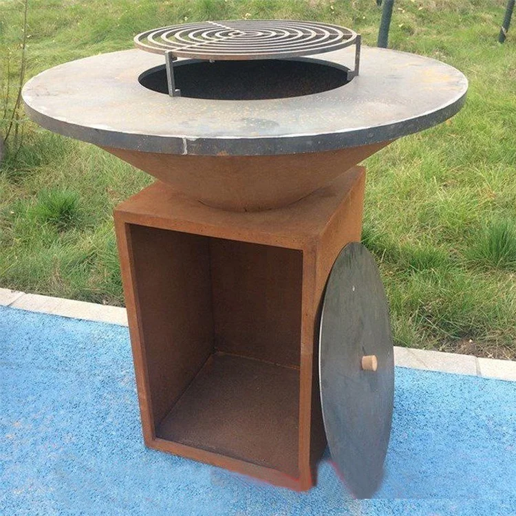 Customize Bbq Accessory Charcoal Baking Pizza Oven Corten steel Fire pit Barbecue Grill