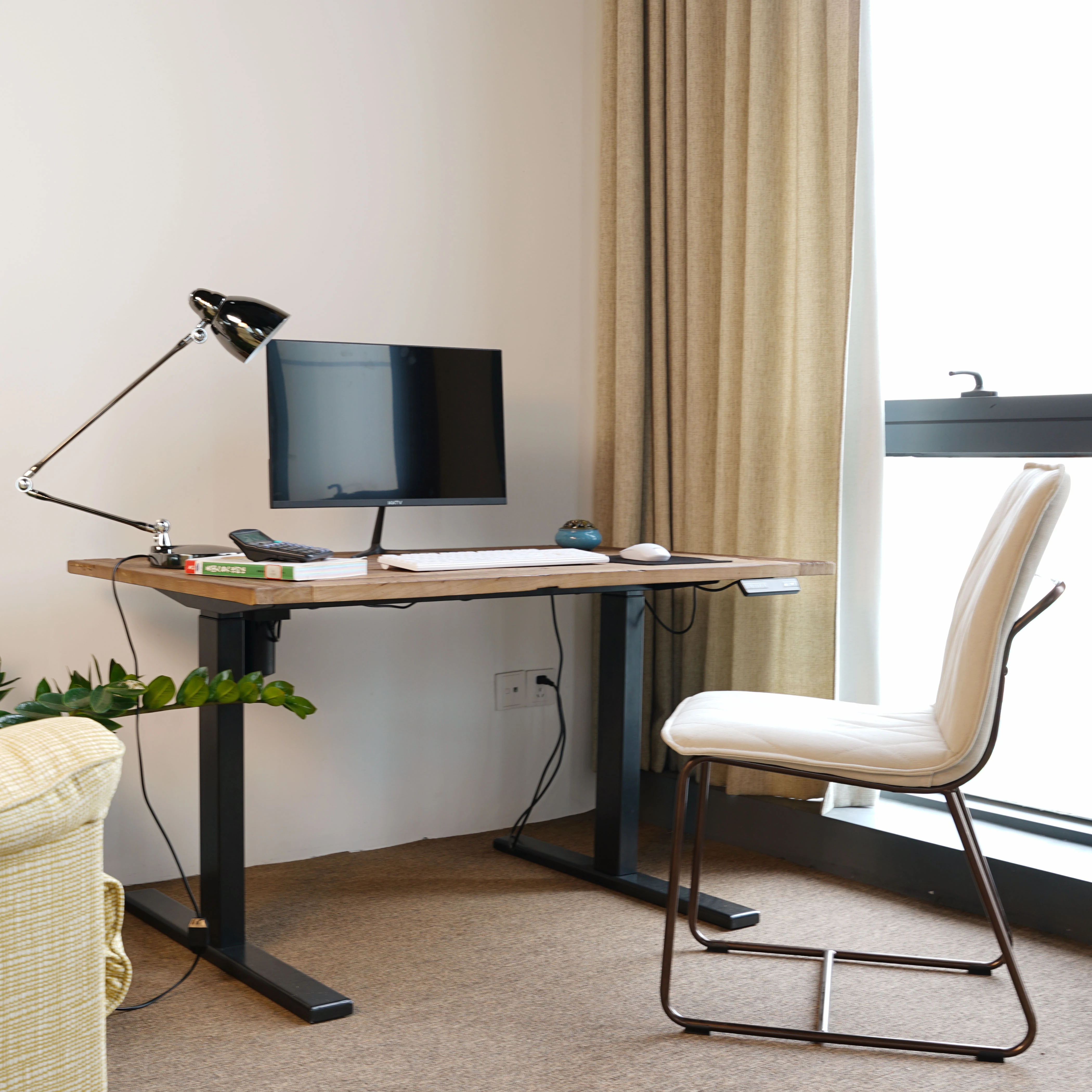 Solid old elm rustic style lift office table desk 30x48x1inch