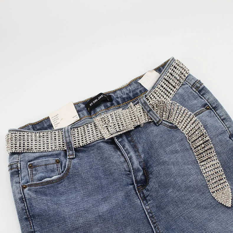 REWIN 5-8 Rows Luxury Wide Belt Bling Glitter Chain Waistband Women Rhinestone Belts Shiny Waist Belts  for Jeans Dresses Pants