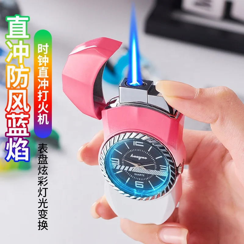2024 Hot Selling Windproof Cigar Cigarette Watch Lighter  Inflated Gasoline Butane Car Lighter Manufacturer