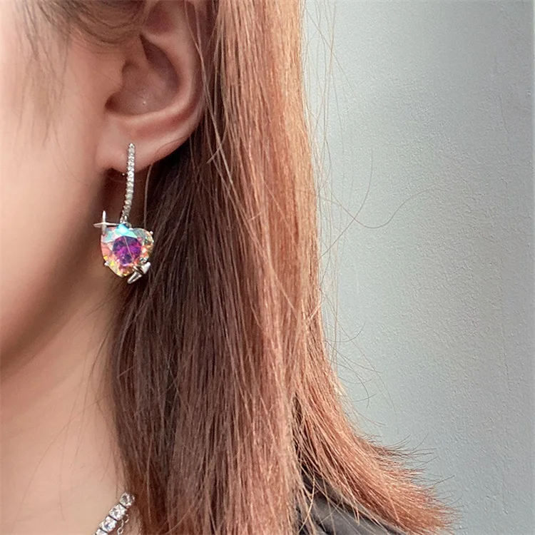 Любовь Кристальное ожерелье День Святого Валентина серьги в форме сердца, для девочек, для женщин, ювелирные изделия, Кулон, Ожерелье