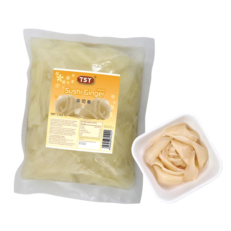 TSY Food Wholesale Halal Japanese Nature Sliced Sweet Fresh Pickled Sushi Ginger White