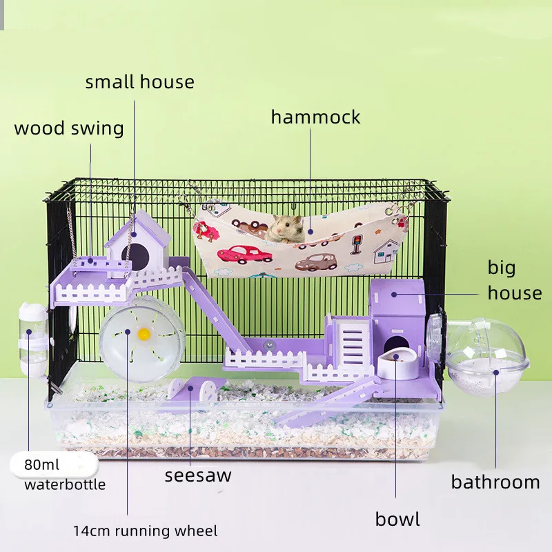 Two-Storey Luxury Villa Castle Hamster Cage Hamster Water Bottle 12pack Hamster Nest