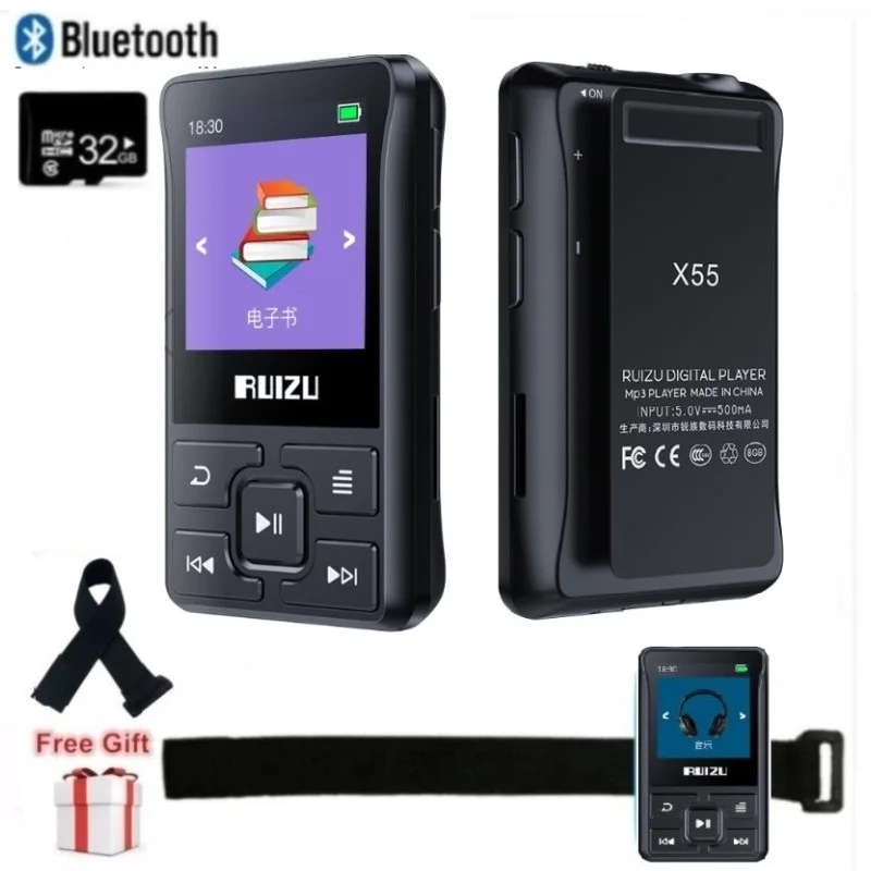  Новейший спортивный мини MP3-плеер RUIZU X55 с клипсой 8 ГБ музыкальный плеер поддержкой TF-карты FM-радио записи для электронной